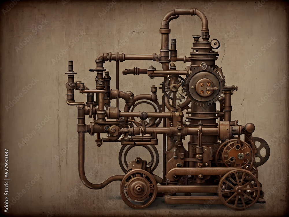 Steampunk ancient machine, Generative AI Illustration Steampunk ancient machine, Generative AI Illustration