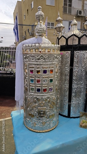 torah scroll sefer torah silver with ornaments jewish beautiful color 12 tribes hoshen israel