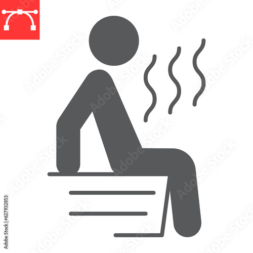 Sauna glyph icon, SPA and fitness, steam room vector icon, vector graphics, editable stroke solid sign, eps 10.