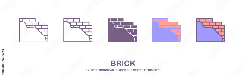 brick for building line icon vector. wall icon illustration. brick for building sign. isolated contour symbol icon illustration. isolated on white background