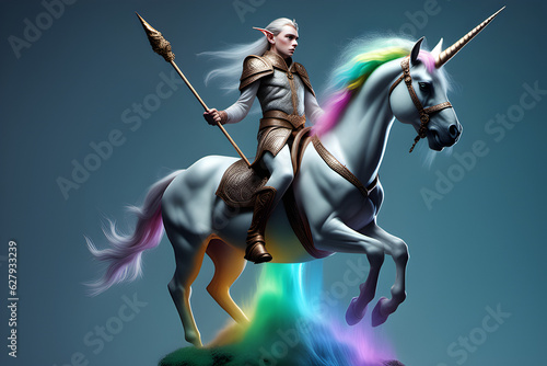 elf riding a unicorn. Generative AI