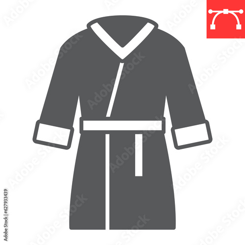 Bathrobe glyph icon, SPA and clothing, housecoat vector icon, vector graphics, editable stroke solid sign, eps 10.
