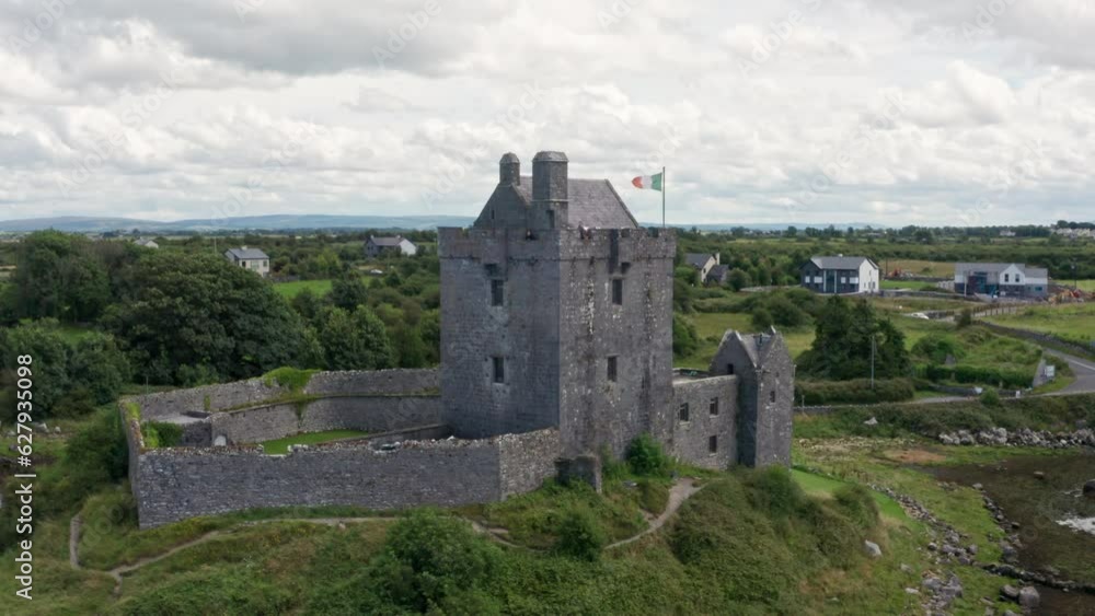 Aerial Shot Rotating Around Dunguaire Castle in County Galway, Ireland. 4K Drone Aerial Shot Rotating Around Dunguaire Castle in County Galway, Ireland. 4K Drone