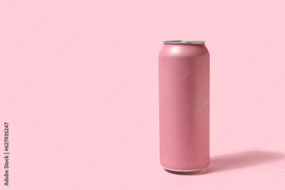 Can of fresh soda on pink background Can of fresh soda on pink background
