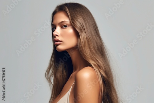 Pretty young longhair woman