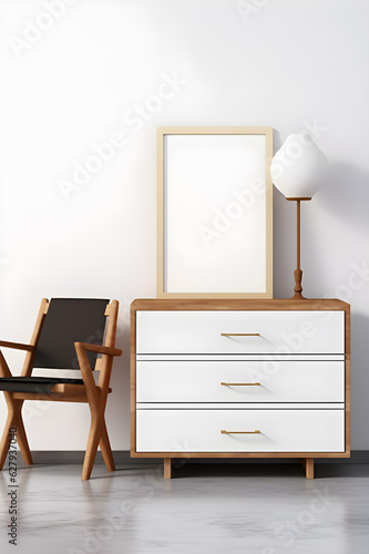 Mockup poster frame in minimalist modern interior background, 3d render © DavidGalih | Dikomo.