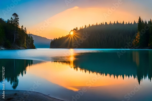 lake tahoe sunset generated by AI