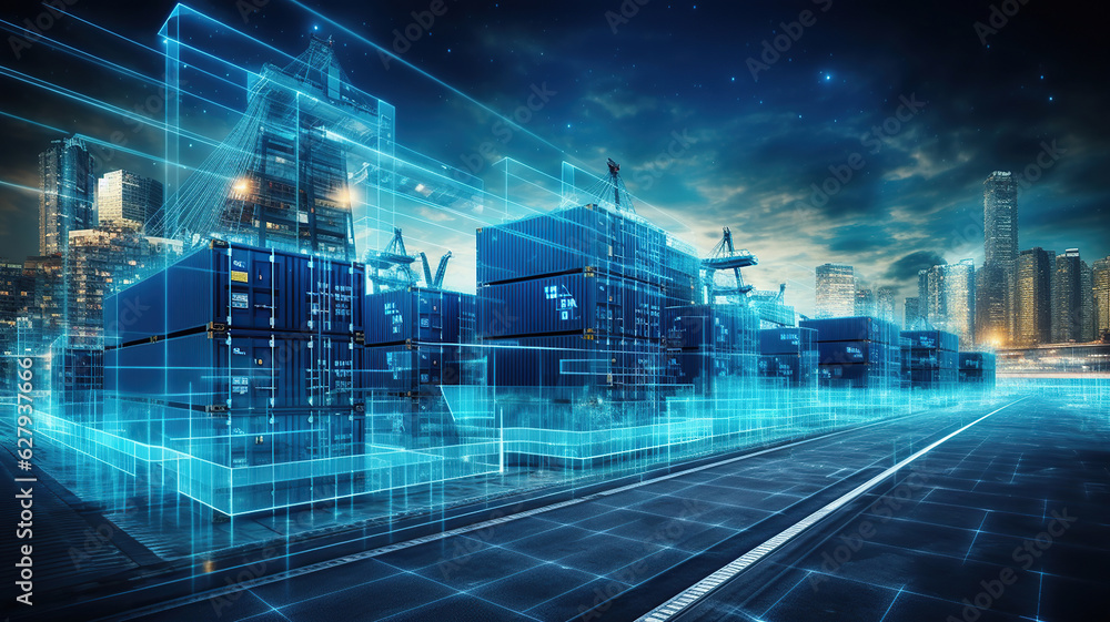 Smart Tech For Container Loading Smart technology concept integrates a global logistics partnership with ...