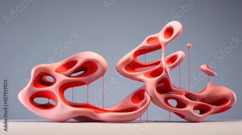 3D illustration mockup of the human organ systems, circulatory, digestive, red and white bloodcells wtih blurred backgroun. Medical education concept, Generative AI illustration