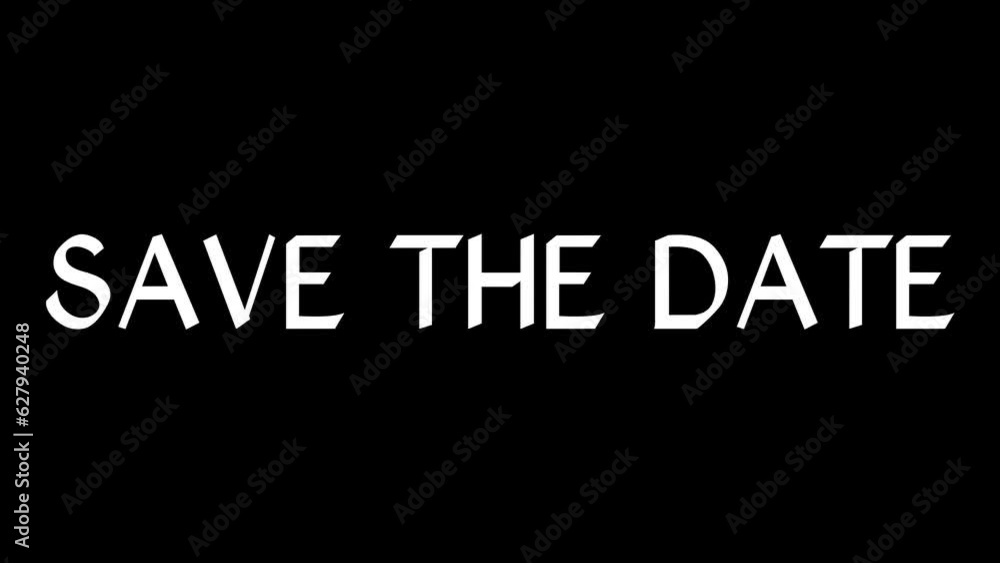 Animated save the date with bullet train pop up text effect in black and white background Animated save the date with bullet train pop up text effect in black and white background