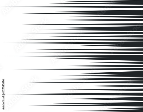 Comic book black horizontal speed lines sharped manga style explosion background vector flat