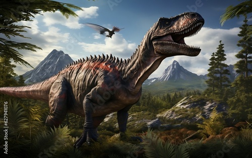 High-detail 3D render of a full-body dinosaur  Generative Ai