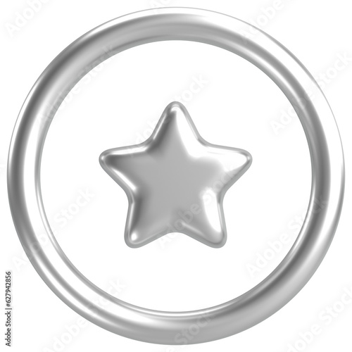 Review button. Star icon. 3D illustration.