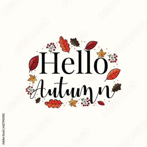 Hello fall T shirt design Illustration