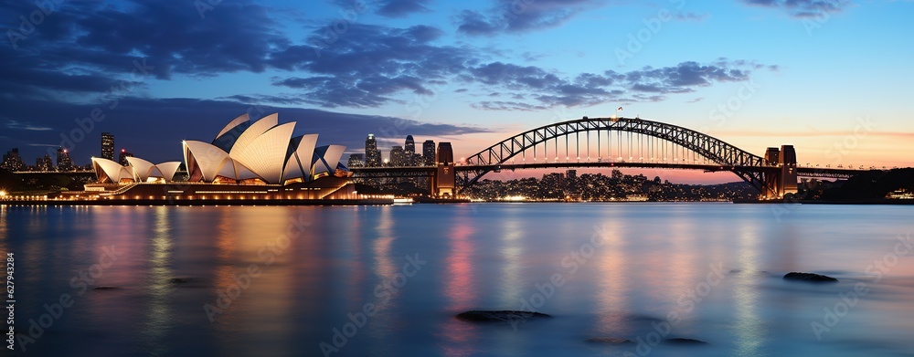 Naklejka premium Sydney Opera House and Harbour Bridge