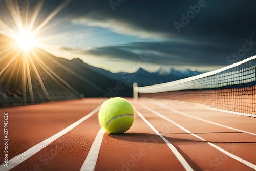 tennis ball on court generated by AI tool                                 © Aqsa
