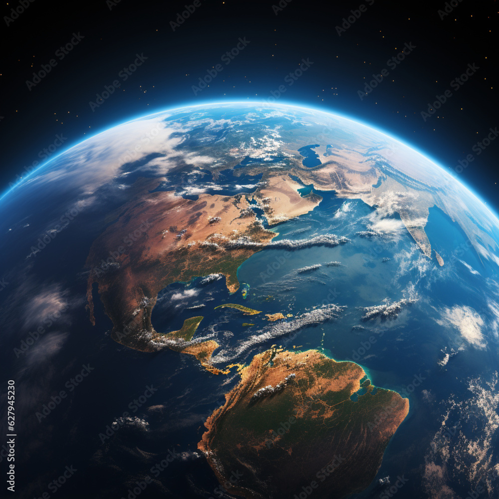 Fototapeta premium imagem do planeta terra, vista somente a metade dele, com o fundo escuro