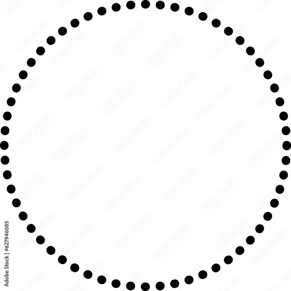 Naklejka premium Dotted line Dashed circle frame vector icon.