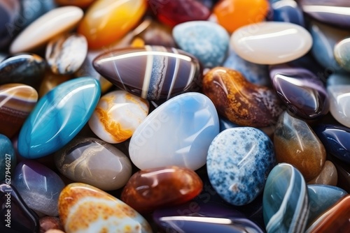 Beach gemstones. Pile of precious stones. Natural material for interior design, digital ai.