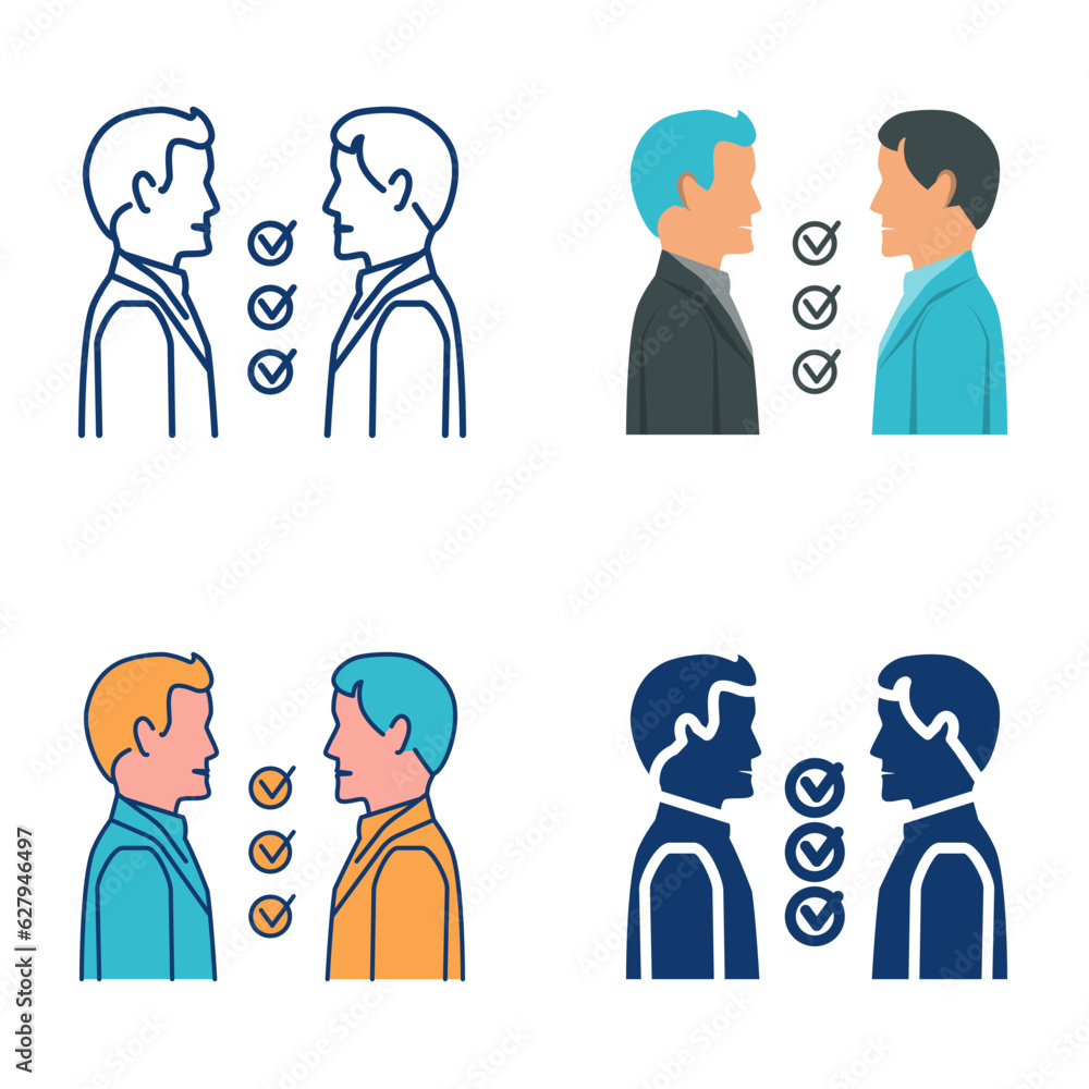 Business negotiation icon set in flat and line style Business negotiation icon set in flat and line style