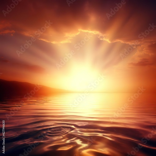 Sunset on the lake splash beautiful orange light