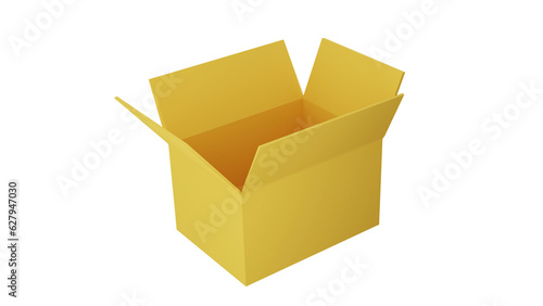 3D rendering of parcel box, Cardboard box, in isometric view, idea for online shopping, Logistic, international delivery