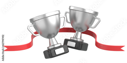 3D silver cup. Gold cup. 3D illustration. photo