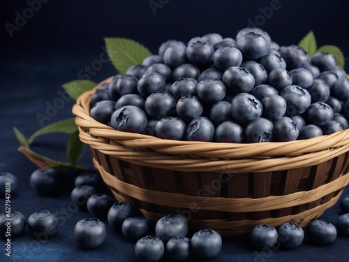 Wallpaper Mural Fresh blueberries in a wooden basket Torontodigital.ca