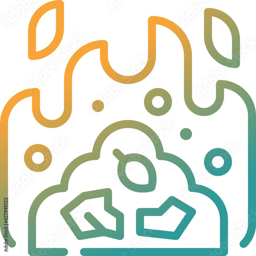 incineration gradient line icon