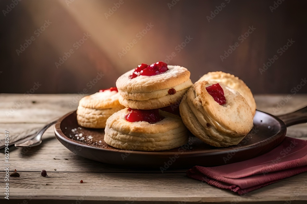 raspberry jam and croissant generated by AI