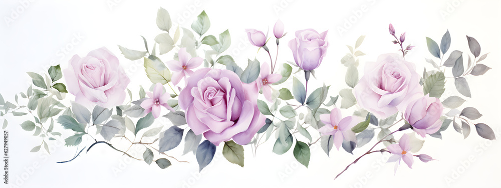 pink watercolour rose bouquet of flowers on white background for wedding stationary invitations, greetings, wallpapers, fashion, prints