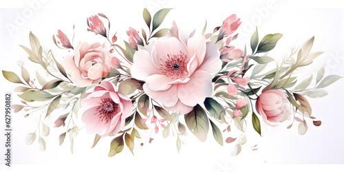 pink watercolour floral bouquet of flowers on white background for wedding stationary invitations  greetings  wallpapers  fashion  prints