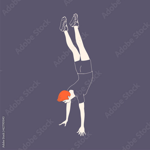 Young male workout. Sport man doing fitness exercise. Casual sportwear - t-shirt, breeches and sneakers. Young man wearing workout clothes. Sport fashion boy outline in urban casual style.