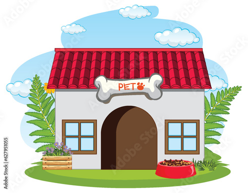 Cute Dog House in Garden
