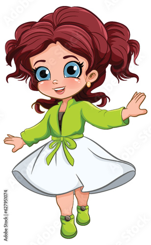 Cute girl dancing isolated