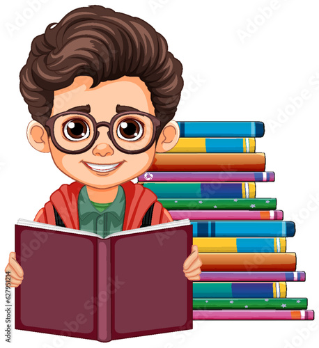 Smart Boy Reading Book