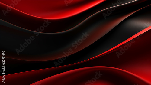 Luxury abstract black and red 3d dark wavy Background. Generative AI
