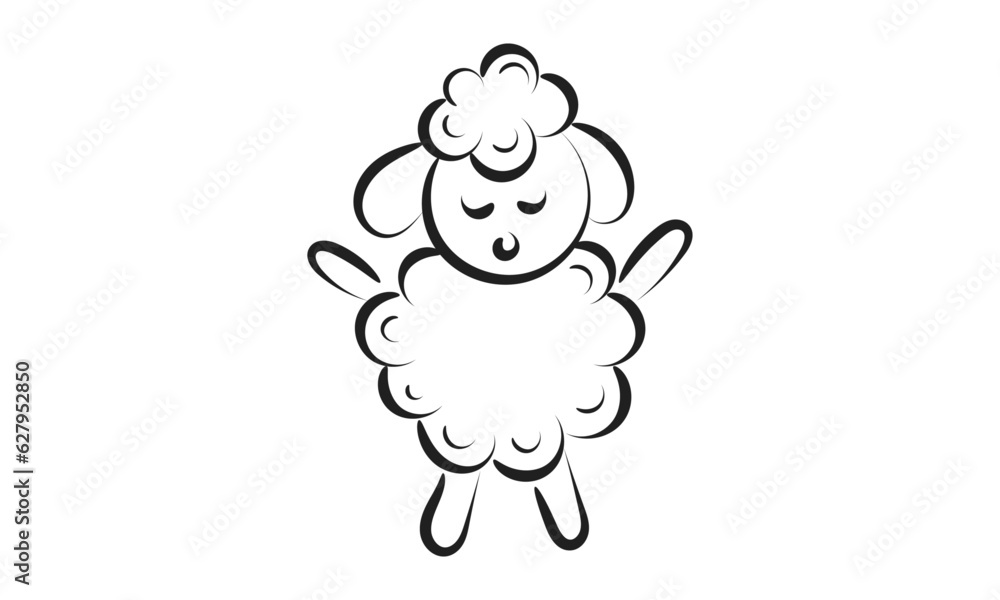 Beautiful cute sheep Line Art. Christian Symbol design for print or use as poster, card, flyer, sticker, tattoo or T Shirt Beautiful cute sheep Line Art. Christian Symbol design for print or use as poster, card, flyer, sticker, tattoo or T Shirt
