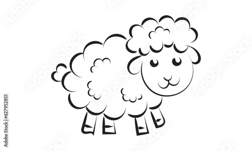Beautiful cute sheep Line Art. Christian Symbol design for print or use as poster, card, flyer, sticker, tattoo or T Shirt