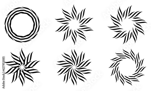 abstract radial swirl icon set
