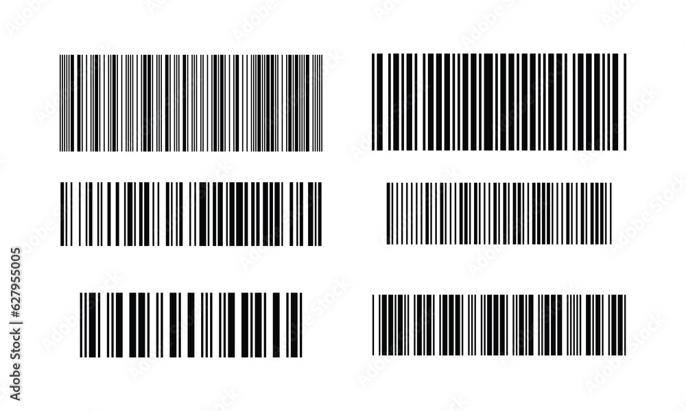 Set of Bar code isolated on transparent background. Vector icon. Barcode icon. Vector Illustration, price tag for laser scan, retail number code. Vector scanning unique stripped barcode symbols set Set of Bar code isolated on transparent background. Vector icon. Barcode icon. Vector Illustration, price tag for laser scan, retail number code. Vector scanning unique stripped barcode symbols set