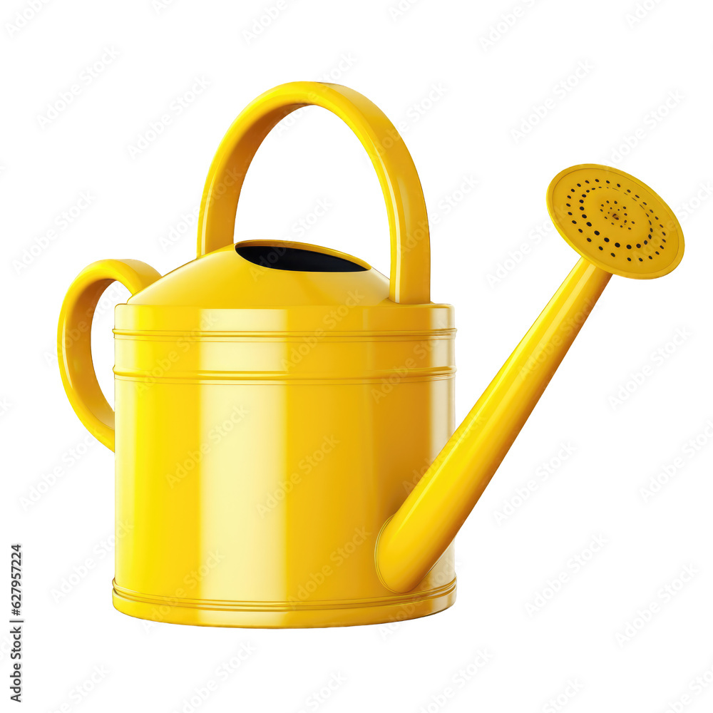 Yellow watering can isolated on transparent background, png clip art, gardening equipment element. Yellow watering can isolated on transparent background, png clip art, gardening equipment element.