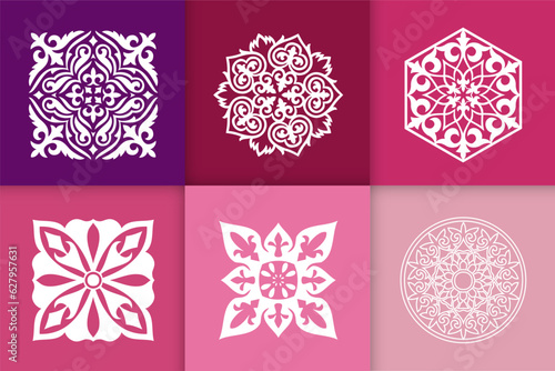 Mandalas. Vintage decorative elements. Six ethnic mandala patterns set Oriental pattern, vector illustration. Islam, Arabic, Indian, Turkish, Pakistan, Chinese, ottoman motif ethnic Mandala ornament