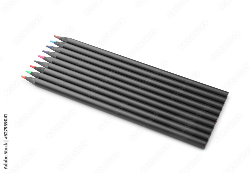 Set of colorful pencils on white background Set of colorful pencils on white background