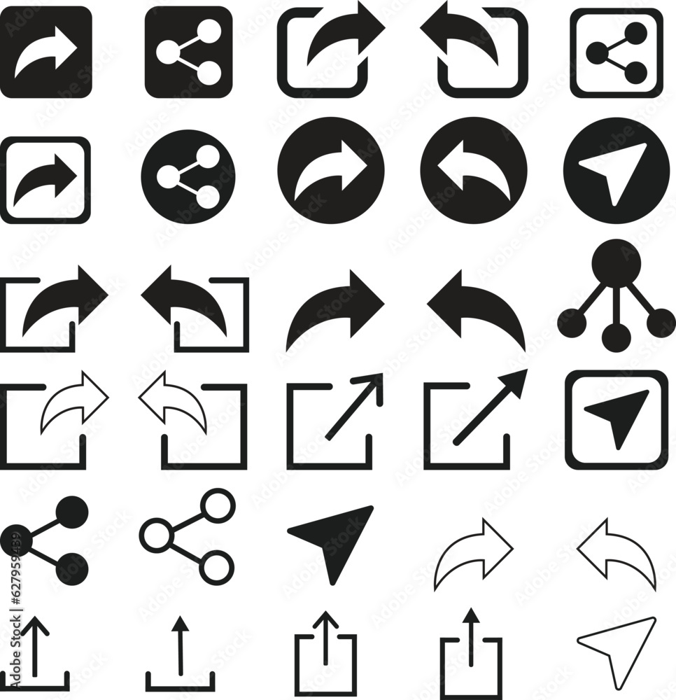 Set of share vector icon. Arrow symbol. Set of share vector icon. Arrow symbol.