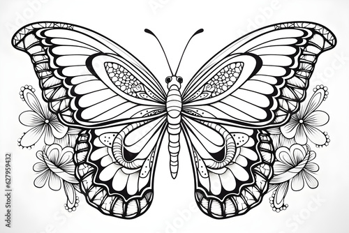 butterfly line art colouring page