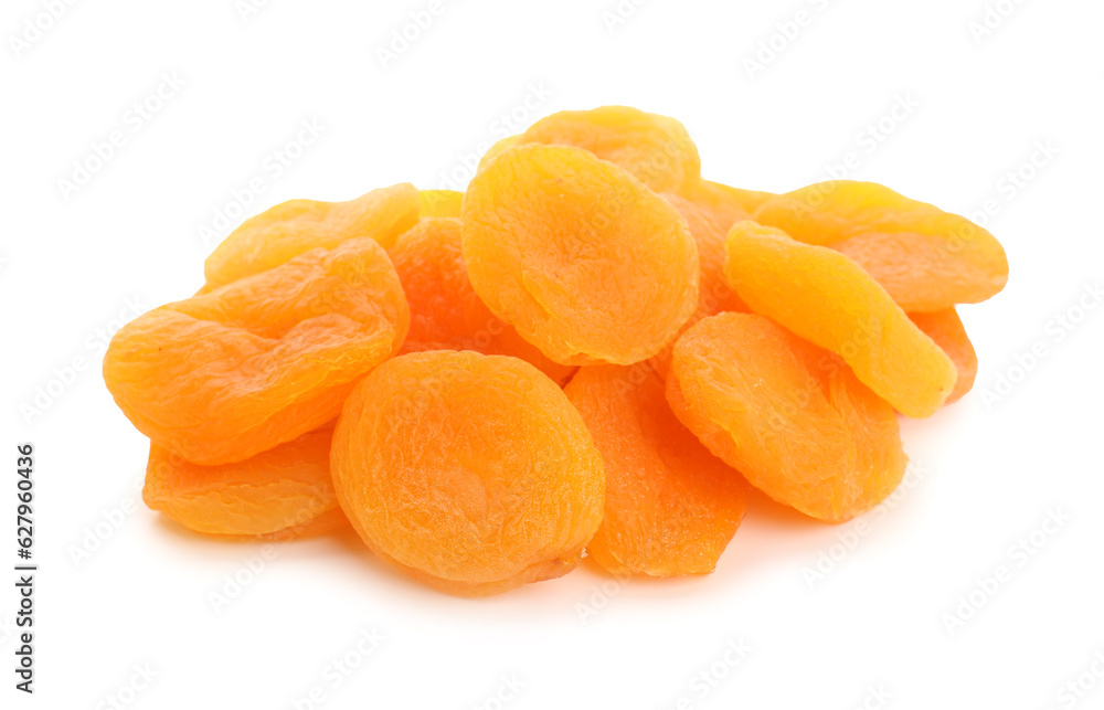 Heap of tasty dried apricots on white background Heap of tasty dried apricots on white background