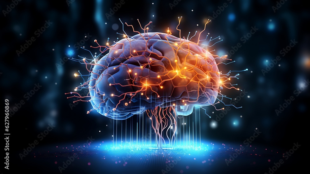Human brain showing Intelligent thinking processing through the concept ...