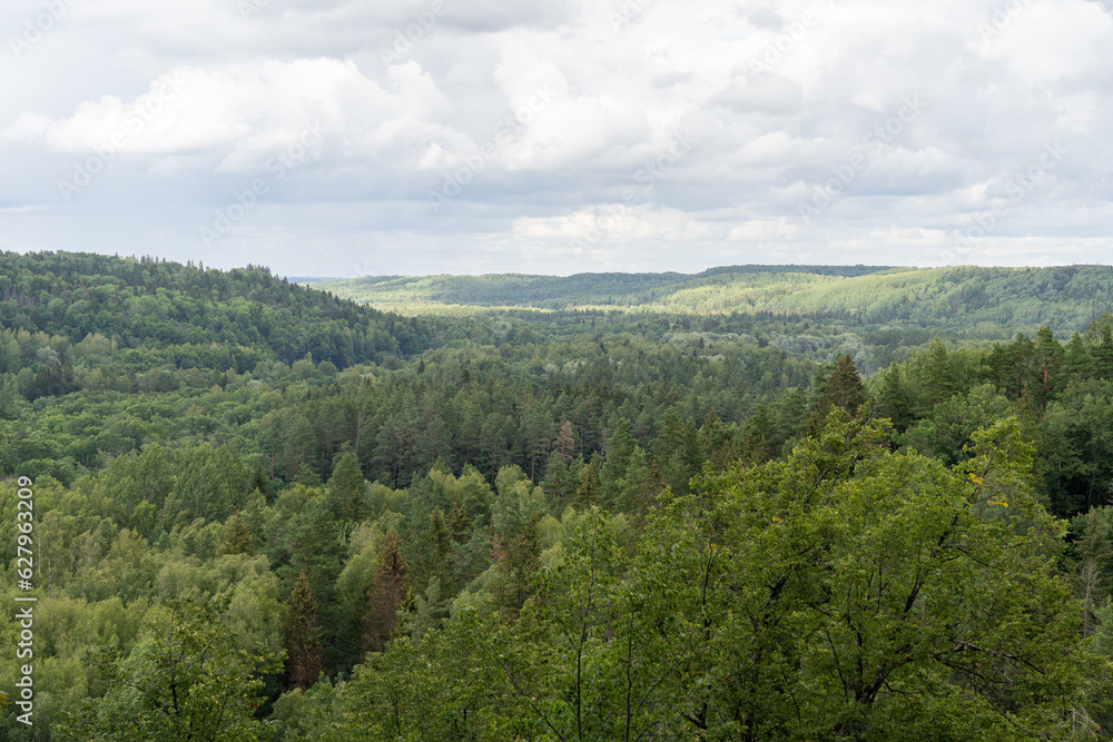View from Paradizes kalns or Gleznotajkalns over Gauja Valley in Sigulda, Latvia View from Paradizes kalns or Gleznotajkalns over Gauja Valley in Sigulda, Latvia