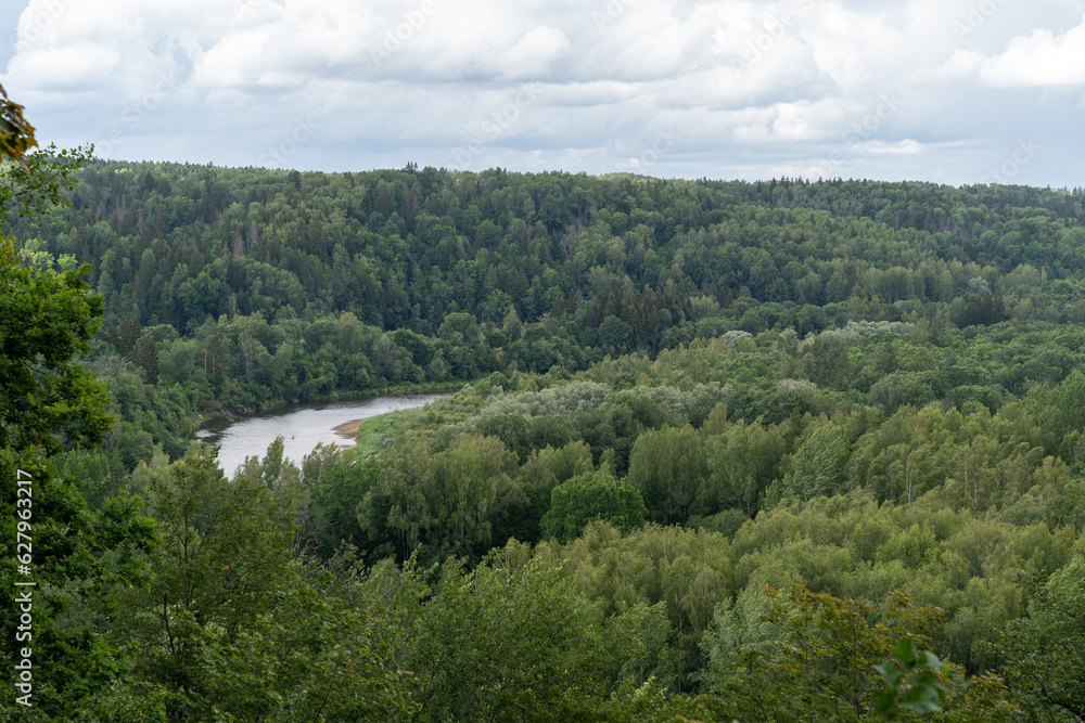 View from Paradizes kalns or Gleznotajkalns over Gauja Valley in Sigulda, Latvia View from Paradizes kalns or Gleznotajkalns over Gauja Valley in Sigulda, Latvia